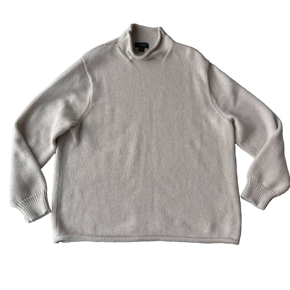 J.Crew Always Oarsman Roll Neck Sweater Womens XXL Cream 100% Cotton Knitted